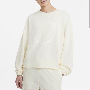 Nike Sportswear Cropped Icon Clash Crew Neck Sweatshirt Size Large Light Yellow